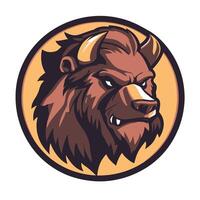 Cartoonish bear with horns and a menacing look on its face vector