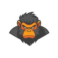 Cartoon of a gorilla with a big beard and a frowning face vector