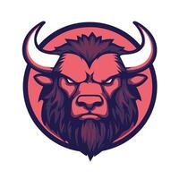 Cartoon bull with horns and a red face vector