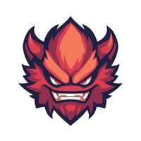 Red monster with a menacing look on its face vector