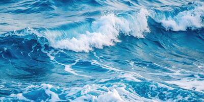 Rolling ocean waves with vibrant blue hues. photo