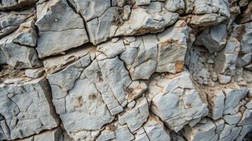 Rough textured stone surface with natural cracks. photo