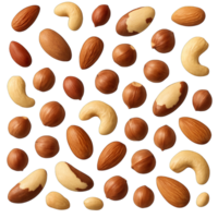 Assorted Nuts Flat Lay Isolated on Transparent Background, png