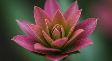 Close Up of Pink Succulent Flower in Bloom with Dew Drops photo