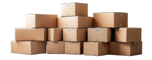 Pile of Cardboard Shipping Boxes Isolated on Transparent Background png