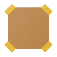 kraft paper square taped with yellow washi tape isolated on transparent background png