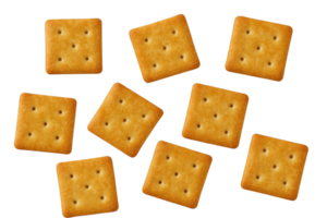 square crackers scattered isolated on transparent background png