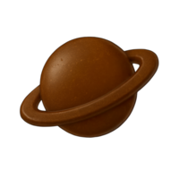 Chocolate Planet with Ring Shape Isolated on Transparent Background, png