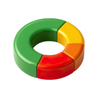 Colorful 3D segmented donut chart isolated on transparent background, png