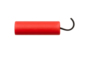 Single Red Dynamite Stick Simulation Prop Isolated on Transparent Background, png