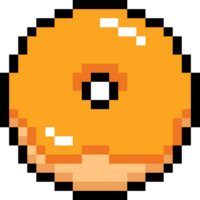 Caramel donut. Pixel donut. Pixelated sweet dessert png
