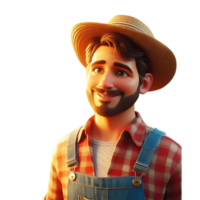 3d render animated character farmer png