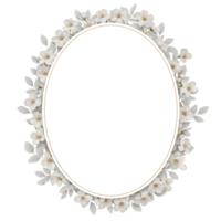 Floral frame with white blossoms and oval shape for text or image space png