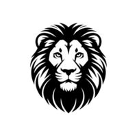 Lion head outline illustration on a plain isolated backdrop graphic design png