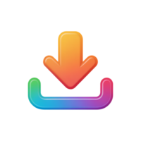 Download icon with gradient color scheme pointing downwards on a graphic design png