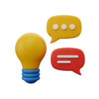 Lightbulb and speech bubbles representing idea generation and communication png