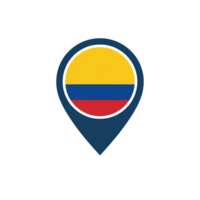 Colombia flag location pin icon, national symbol in map pointer shape design element png