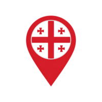 Georgia flag map pointer icon with red cross symbol on a location pin sign png