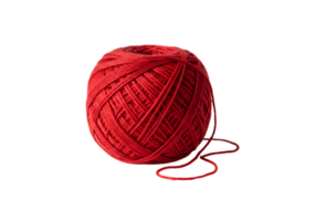 vermelho fio bola isolado em uma avião fundo, construindo e tricô material, fibra png