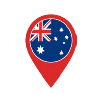 Australia flag inside a red map pointer icon representing location on maps png