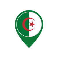 Algeria flag in map pointer shape, national symbol of algeria location marker icon png