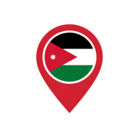 Jordan flag in location pin icon on isolated background for travel concepts png