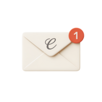 Envelope with notification icon showing one unread message on a plain surface png