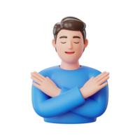 Cartoon man crossing arms in denial gesture, 3d rendering of character png