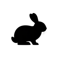 Rabbit silhouette on a plain setting, side view of a bunny in profile, domestic animal png