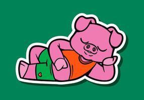Cartoon Character of a Cute Pig Lying Down vector
