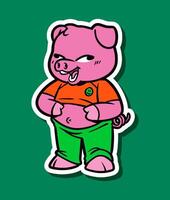 Cartoon Character of a Cute Pig Smiling vector