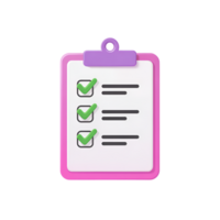 Checklist on clipboard with green checkmarks and lines for tasks completed png