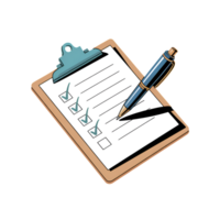 Clipboard checklist with pen showing tasks completed and one remaining box png