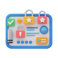 Security system interface with padlock, checkmark, star and other elements png