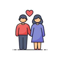Stylized depiction of affection with a couple and a heart design element vector