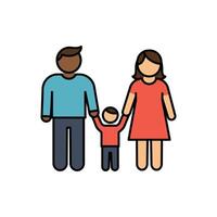Minimalist depiction of a family conveying unity and togetherness icon, linear style vector