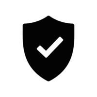 Graphical representation of security shield with checkmark indicating protection vector