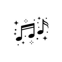 Whimsical music notes floating amidst stardust in a minimalist graphic design vector