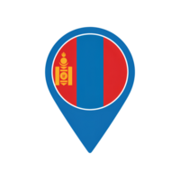 Mongolia flag location pin icon, national symbol on map pointer, travel destination png