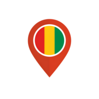 Guinea map pointer icon with flag, location symbol on a simple design element png