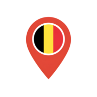 Belgium flag inside red map pointer icon on a simple isolated background png