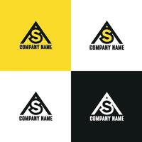 Letter AS or SA logo is designed with a black and yellow color scheme vector