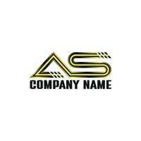 The letter AS logo is designed with a black and yellow color scheme vector