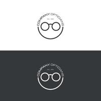 Optician minimalist logo design with glass and a smile for your business vector