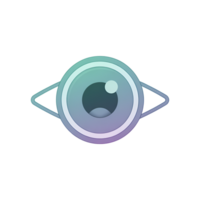Eye icon with gradient colors on a transparent background, simple and modern design png
