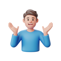 Cartoon character with open arms and smiling expression in 3d rendering style png