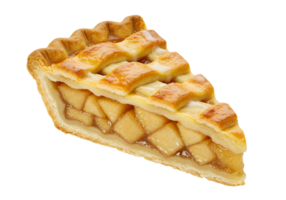 Apple pie slice with lattice crust, a delicious dessert treat on display close up png