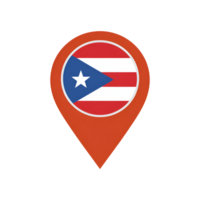 Puerto rico flag inside location pointer icon on a simple isolated design png