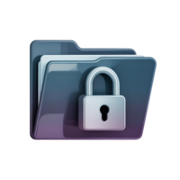 Locked folder icon with padlock for secure data storage and file access png