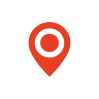 Red location pin icon for map and navigation on a clean background for web design png
